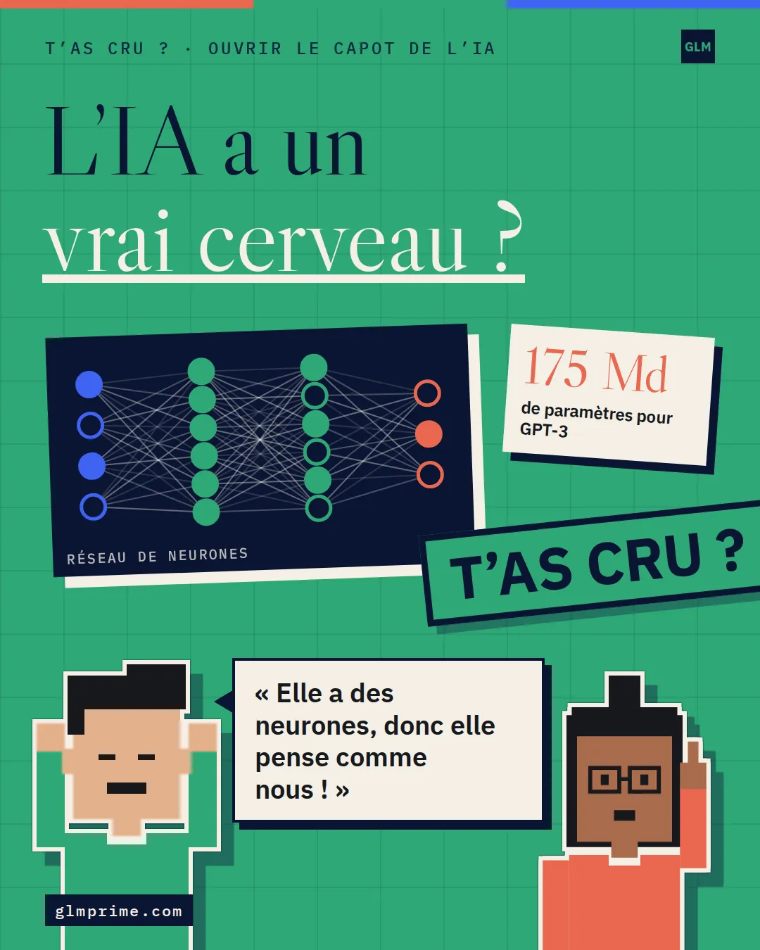 Miniature T’as cru : L’IA a un vrai cerveau ? Hugo : « Elle a des neurones, donc elle pense comme nous ! »